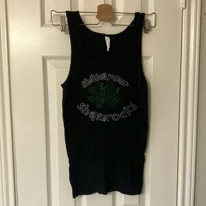 Shake your shamrocks black tank top.